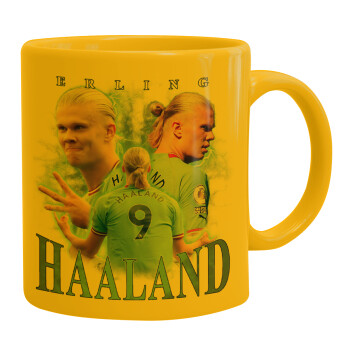Erling Haaland, Ceramic coffee mug yellow, 330ml (1pcs)