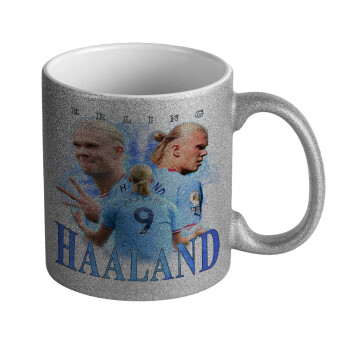 Erling Haaland, Κούπα Ασημένια Glitter που γυαλίζει, κεραμική, 330ml