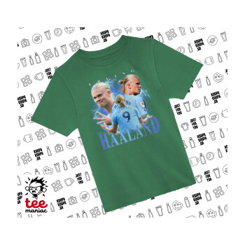 Erling Haaland, Άνετο παιδικό T-Shirt ΠΡΑΣΙΝΟ από 100% βαμβάκι, για κάθε μέρα. Vegan & OEKO-TEX πιστοποιημένο.