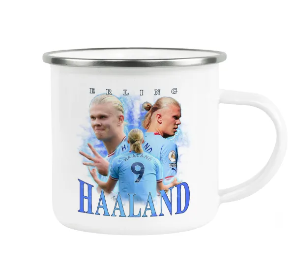 Erling Haaland — Metallic enamel cup white 360ml