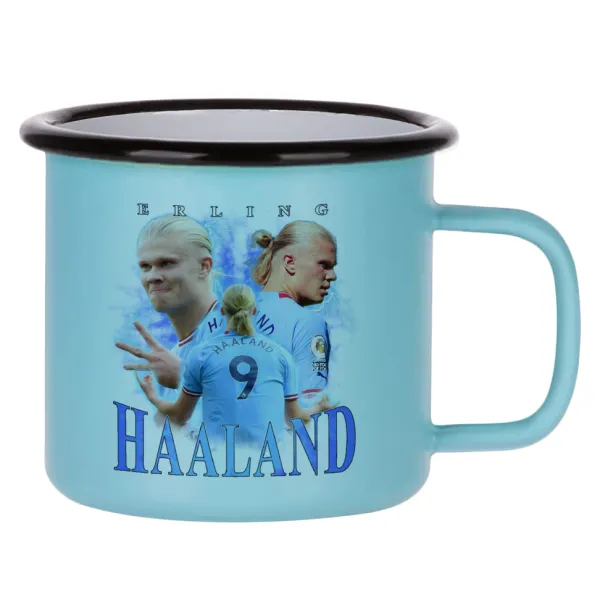 Erling Haaland — Κούπα Μεταλλική εμαγιέ ΜΑΤ σιέλ 360ml