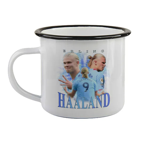 Erling Haaland — Enamel mug with black rim, 360ml