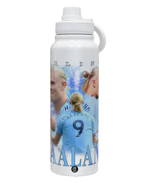 Erling Haaland — 1L Stainless Steel Thermal Bottle with Phone Holder & Double Wall Insulation