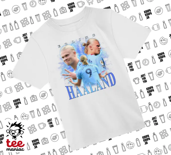 Erling Haaland — ΛΕΥΚΟ Άνετο παιδικό T-Shirt από 100% βαμβάκι, για κάθε μέρα. Vegan & OEKO-TEX πιστοποιημένο.