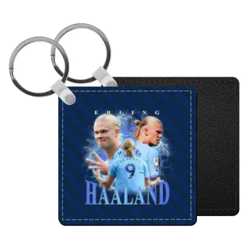 Erling Haaland, Μπρελόκ Δερματίνη, τετράγωνο ΜΑΥΡΟ (5x5cm)