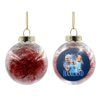 Erling Haaland, Transparent Christmas tree ball ornament with red filling 8cm