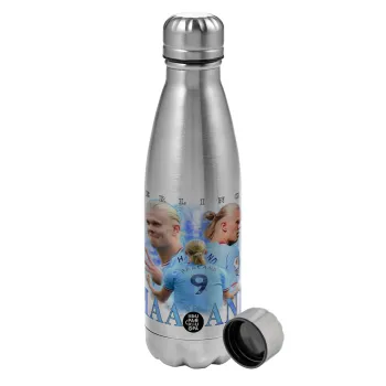 Erling Haaland, Metallic water bottle, stainless steel, 750ml