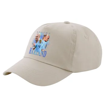 Erling Haaland, Μπεζ (SAND) Πεντάφυλλο Καπέλο Ενηλίκων Βαμβακερό (UNISEX, ONE SIZE)