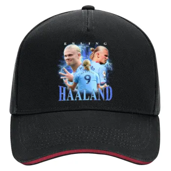 Erling Haaland, DRILL Adult Ultimate Hat BLACK/RED, (100% COTTON, ADULT, UNISEX, ONE SIZE)