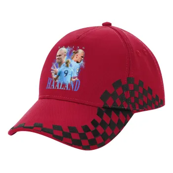 Erling Haaland, Adult Cap RACING Ultimate Red/Black, (100% COTTON DRILL, ADULT, UNISEX, ONE SIZE ADULT)