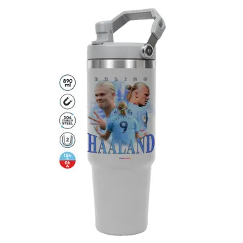 Erling Haaland, ΓΚΡΙ χρώματος Θερμός Ανοξείδωτο 890ml (30oz) με χερούλι
