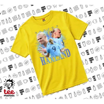 Erling Haaland, yellow childrens T-Shirt made of 100% cotton, for every day. Vegan & OEKO-TEX certified.