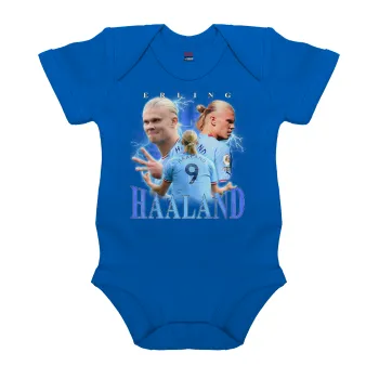 Erling Haaland, Βρεφικό φορμάκι μωρού, Μπλε Κοβαλτίου, 100% Organic Cotton, κοντομάνικο