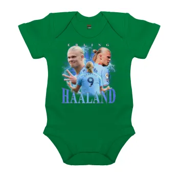 Erling Haaland, Βρεφικό φορμάκι μωρού, ΠΡΑΣΙΝΟ, 100% Organic Cotton, κοντομάνικο