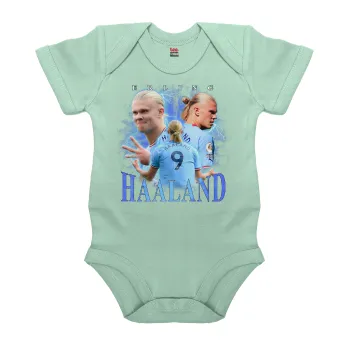 Erling Haaland, Βρεφικό φορμάκι μωρού, 0-18 μηνών, mint (Μέντα), 100% Organic Cotton, κοντομάνικο