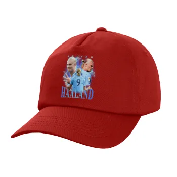 Erling Haaland, Adult Baseball Cap, 100% Cotton, Red (COTTON, ADULT, UNISEX, ONE SIZE)