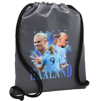 Erling Haaland, Τσάντα πλάτης πουγκί GYMBAG ΓΚΡΙ, με τσέπη (40x48cm) & χονδρά κορδόνια