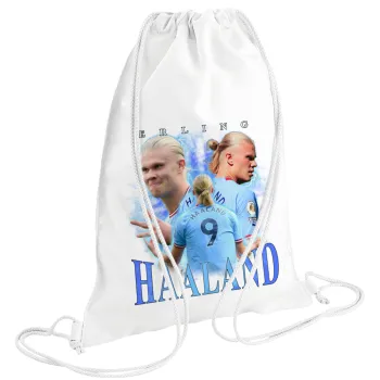 Erling Haaland, Backpack pouch GYMBAG white (28x40cm)