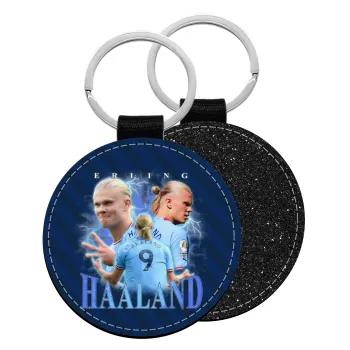 Erling Haaland, Μπρελόκ Δερματίνη, στρογγυλό ΜΑΥΡΟ (5cm)