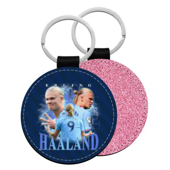 Erling Haaland, Μπρελόκ Δερματίνη, στρογγυλό ΡΟΖ (5cm)