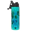 Metallic water bottle with safety lid, 850ml aluminum