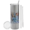 Tumbler stainless steel Silver 600ml, with metal straw & cleaning brush