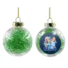 Transparent Christmas tree ball ornament with green filling 8cm