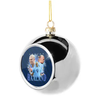 Erling Haaland, Silver 8cm Christmas tree ball ornament
