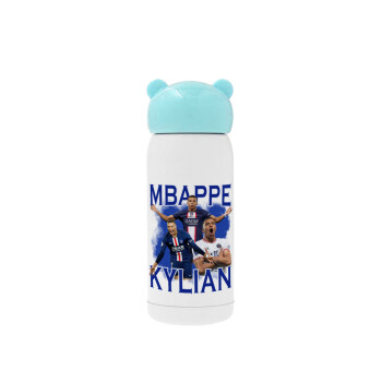 Kylian mbappe, Γαλάζιο ανοξείδωτο παγούρι θερμό (Stainless steel), 320ml