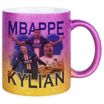 Kylian mbappe, Κούπα Χρυσή/Ροζ Glitter, κεραμική, 330ml