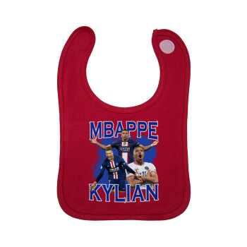 Kylian mbappe, Σαλιάρα με Σκρατς Κόκκινη 100% Organic Cotton (0-18 months)