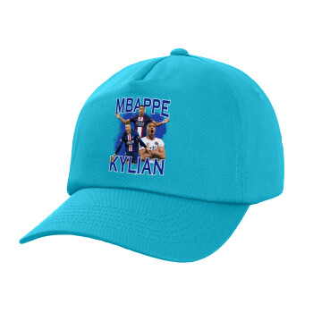 Kylian mbappe, Καπέλο παιδικό Baseball, 100% Βαμβακερό,  Γαλάζιο