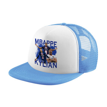 Kylian mbappe, Καπέλο Soft Trucker με Δίχτυ Γαλάζιο/Λευκό