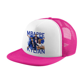 Kylian mbappe, Καπέλο Soft Trucker με Δίχτυ Pink/White 