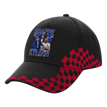 Kylian Mbappé, Adult Cap RACING Ultimate Black/Red, (100% COTTON DRILL, ADULT, UNISEX, ONE SIZE)