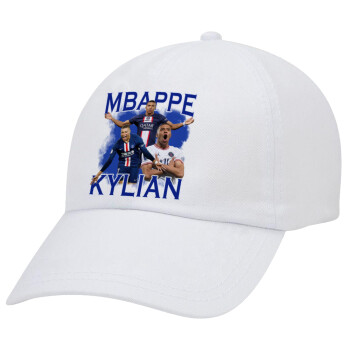 Kylian mbappe, Καπέλο Baseball Λευκό (5-φύλλο, unisex)