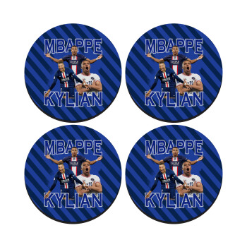 Kylian mbappe, ΣΕΤ 4 Σουβέρ ξύλινα στρογγυλά (9cm)