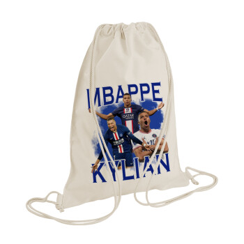 Kylian mbappe, Τσάντα πλάτης πουγκί GYMBAG natural (28x40cm)