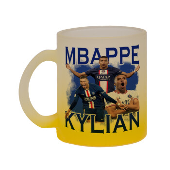 Kylian Mbappé, Κούπα γυάλινη δίχρωμη με βάση το κίτρινο ματ, 330ml