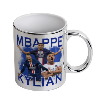 Kylian mbappe, Κούπα κεραμική, ασημένια καθρέπτης, 330ml