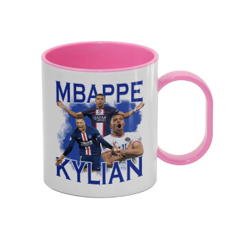 Kylian mbappe, Κούπα (πλαστική) (BPA-FREE) Polymer Ροζ για παιδιά, 330ml