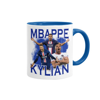 Kylian mbappe, Κούπα χρωματιστή μπλε, κεραμική, 330ml
