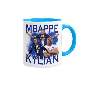 Kylian mbappe, Κούπα χρωματιστή γαλάζια, κεραμική, 330ml