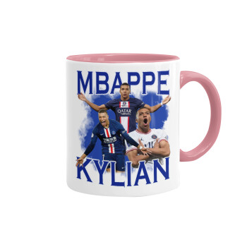 Kylian Mbappé, Mug colored pink, ceramic, 330ml