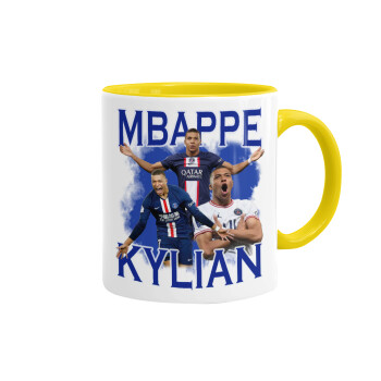 Kylian Mbappé, Mug colored yellow, ceramic, 330ml