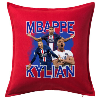 Kylian Mbappé, Sofa cushion RED 50x50cm includes filling