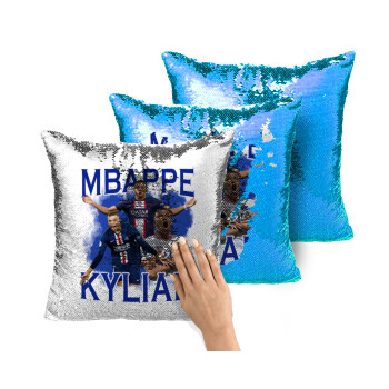 Kylian mbappe, Μαξιλάρι καναπέ Μαγικό Μπλε με πούλιες 40x40cm περιέχεται το γέμισμα