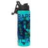 Metallic water bottle with safety lid, 850ml aluminum