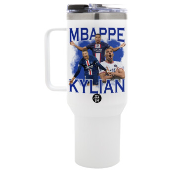Kylian Mbappé, Mega Stainless steel Tumbler with lid, double wall 1,2L