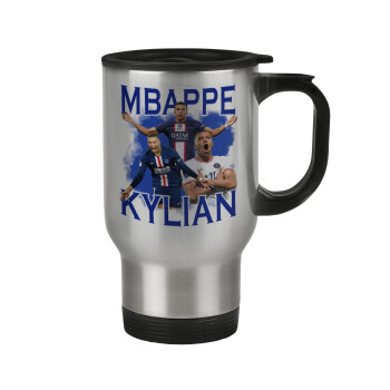 Kylian mbappe, Κούπα ταξιδιού ανοξείδωτη με καπάκι, διπλού τοιχώματος (θερμό) 450ml